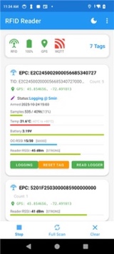 CoolDroid mobile list of RFID tags